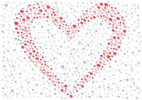 Red love heart on the white background