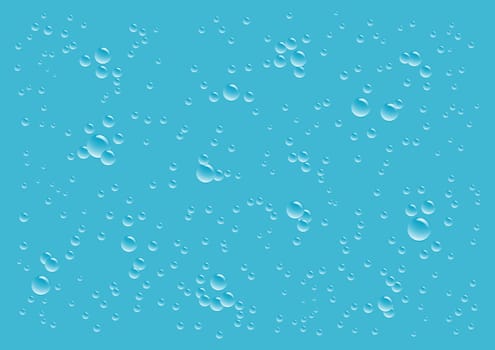 Falling water drops on the blue background