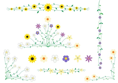 Beautiful flowers on small stalks, scenery for cards