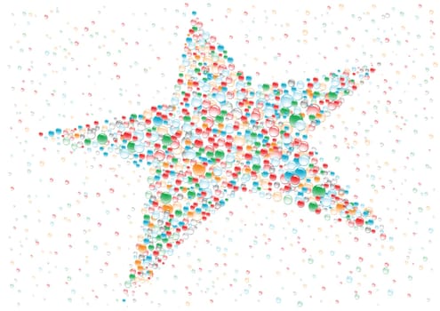 Color drops star on the white background