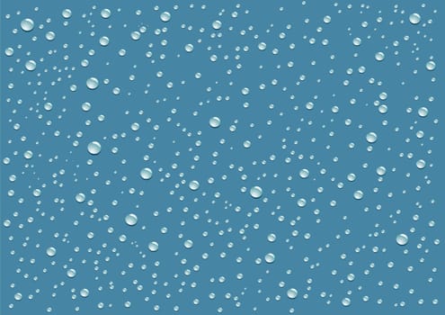 Rain drops fall on the blue background