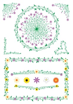 Decorations from flowers and stalks isolated on a white background