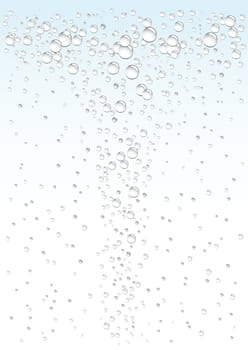 Water drops on white and blue background