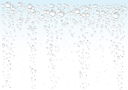 Water drops on white and blue background