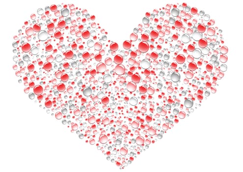 Romantic drops heart on the white background