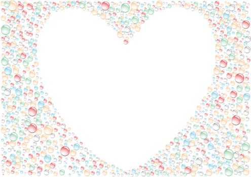 White background heart around the color drops