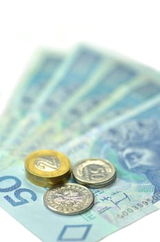 zloty banknotes and coins from poland