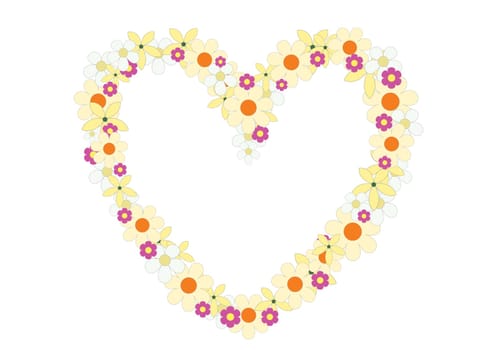 The flowers heart on the white background