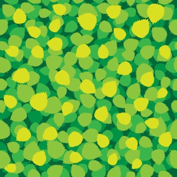 Beautiful autumn green and yellow leaves