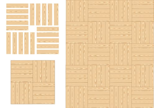 Wood parquet plank for the floor on the white background