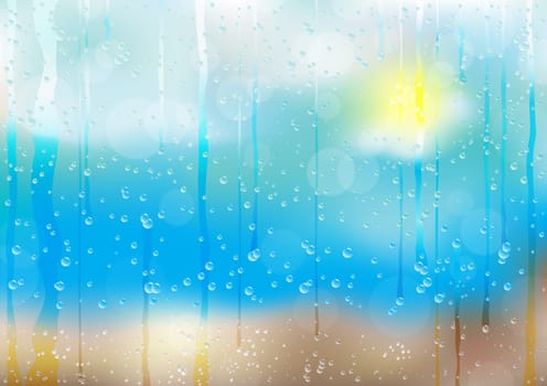 Rain drops and bubbles on the window