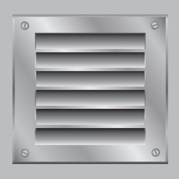 The ventilation lattice fastened by bolt on the gray background