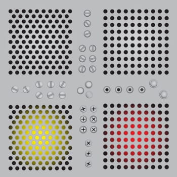 Metal protective lattice, bolts, screws.