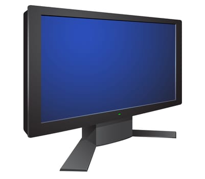 Modern black 3d wide tv isolated on the white background