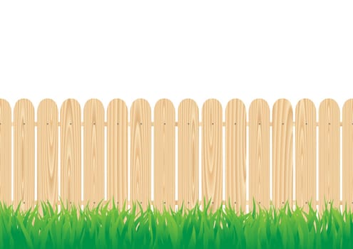 The wood circle fence and the green grass