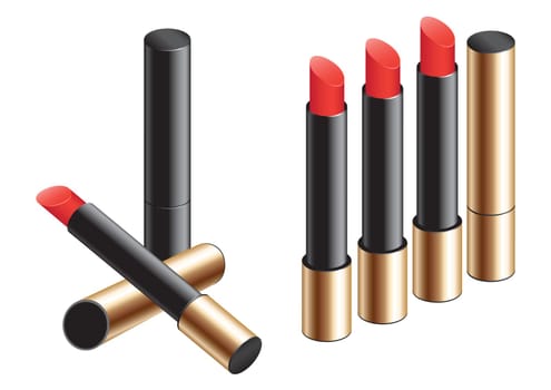 Female exclusive long lipstick isolated on a white background