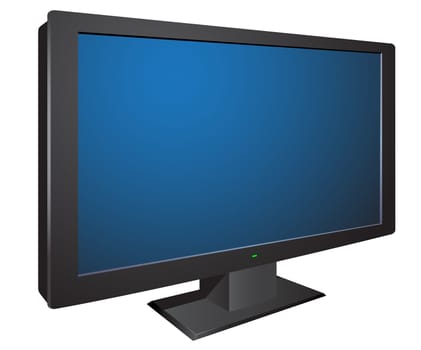 Modern black 3d wide tv isolated on the white background