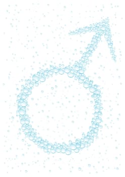 Man's symbol on the white drops background