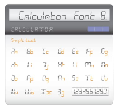 Modern font made of liquid crystal figures displayed on the calculator