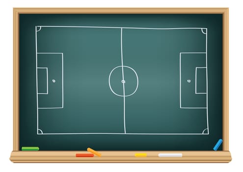 soccer field on the school blackboard to drawing strategy