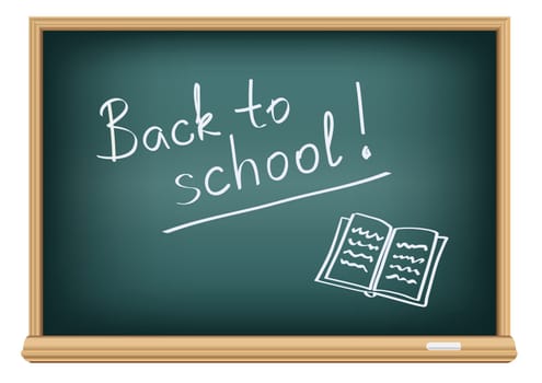 the text back to school on a blackboard
