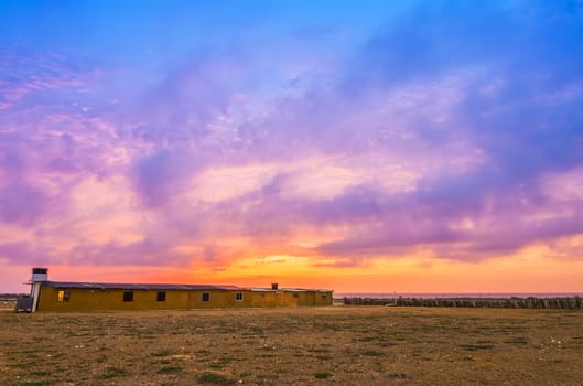 Vibrant colorful sunset in Punta Gallinas in La Guajira, Colombia