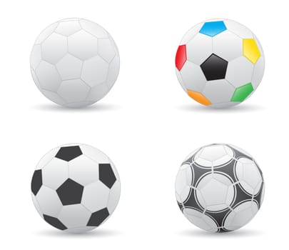 Different soccer balls isolated on the white background