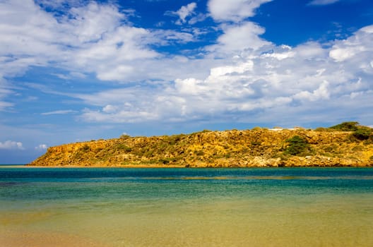 Dry landscape next to the Caribbean Sea in La Guajira, Colombia