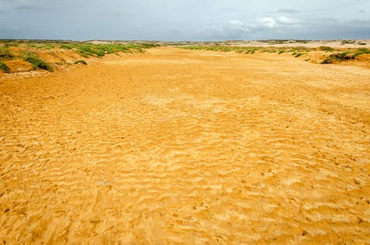 Dry river bed in a desert in La Guajira, Colombia