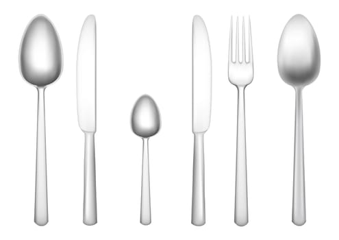 Set of tablewares isolated on the white background