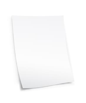 Sheet of white paper isolated on the white background