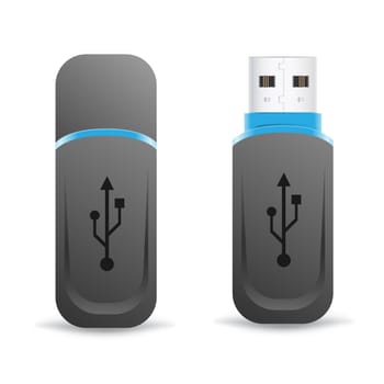 black universal flash drive isolated on the white background