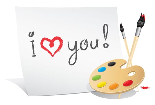 message i love you on the white paper by artist