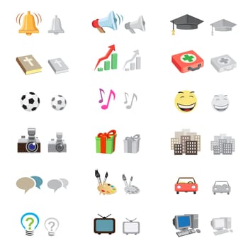 The forum icon set suitable to use any kind of website, with monochrome version, isolated on the white background