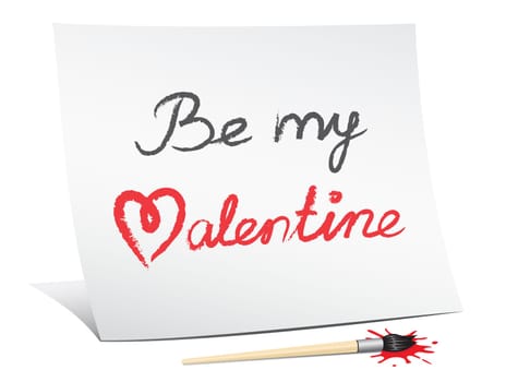 be my valentine, the text message on the white paper