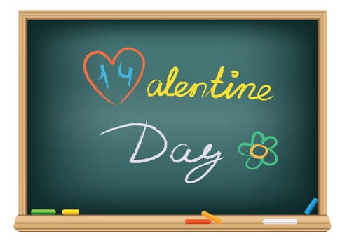 the message valentine day on the school blackboard