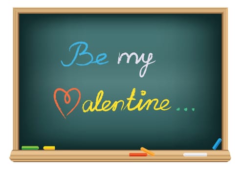 the message be my valentine on the school blackboard