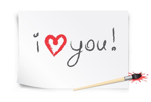 valentine card, the message i love you on the white paper