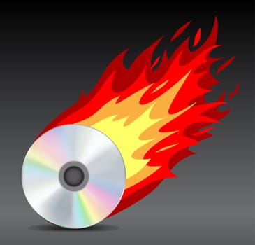Fiery mesh disk on the dark background