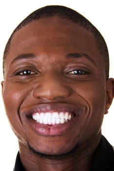 young male smiling. closeup. isolated on white.