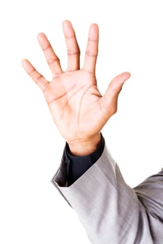 male open hands,palms. closeup. isolated on white.