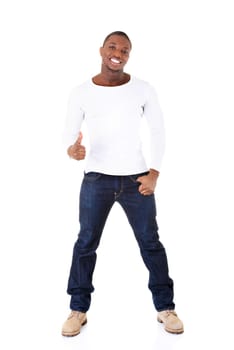 young handsome showing ok. isolated on white.