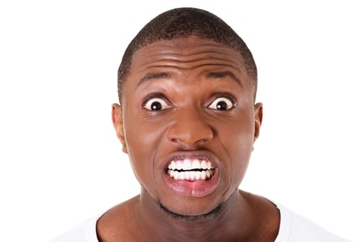 handsome male's face showing surprise / shock.