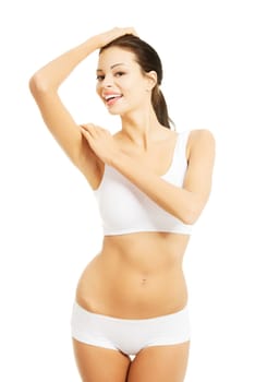 sexy attractive woman in underwear. isolated on white.