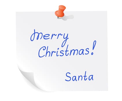 Drawing on a pieace of paper message from santa Merry Christmas