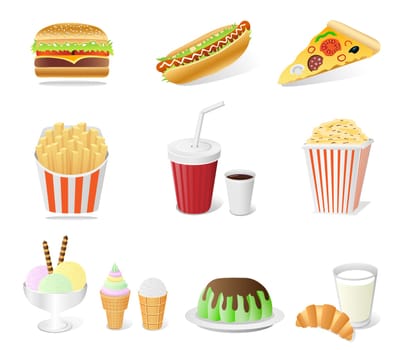 fast food set isolated on the white background