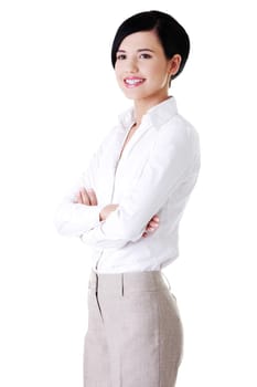 attractive young businesswoman. isolated on white.