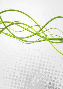 Abstract green waves grunge background