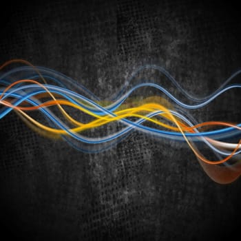 Bright glowing waves vector grunge background