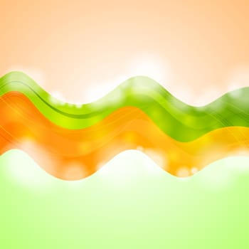 Abstract green and orange waves design